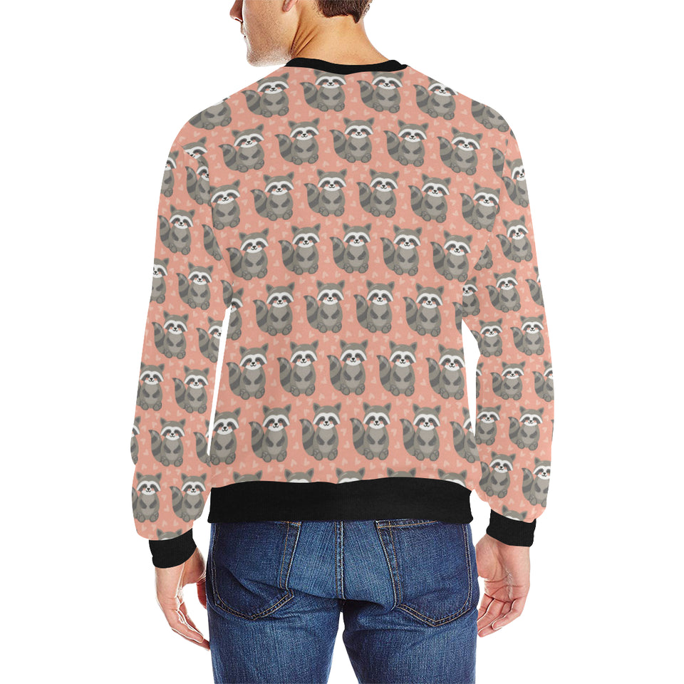 Raccoon Heart Pattern Men's Crew Neck Sweatshirt