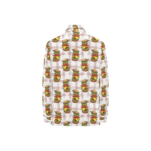 Hamburger Pattern Print Design 03 Women's Long Sleeve Polo Shirt