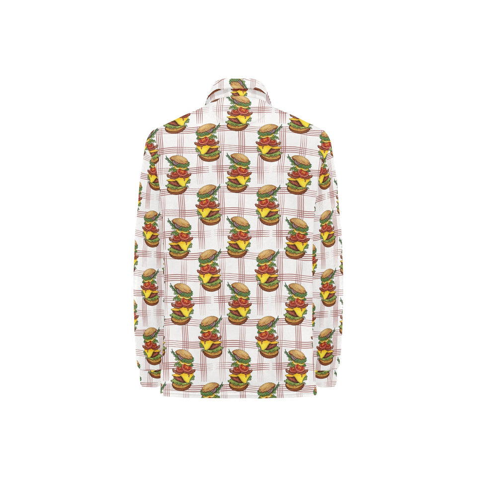 Hamburger Pattern Print Design 03 Women's Long Sleeve Polo Shirt