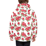 Rose Pattern Print Design 05 Kids' Boys' Girls' Padded Hooded Jacket