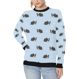 Sleep Boston Terrier Bone Pattern Women's Crew Neck Sweatshirt