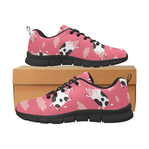 Cow Pattern Pink Background Men's Sneakers Black