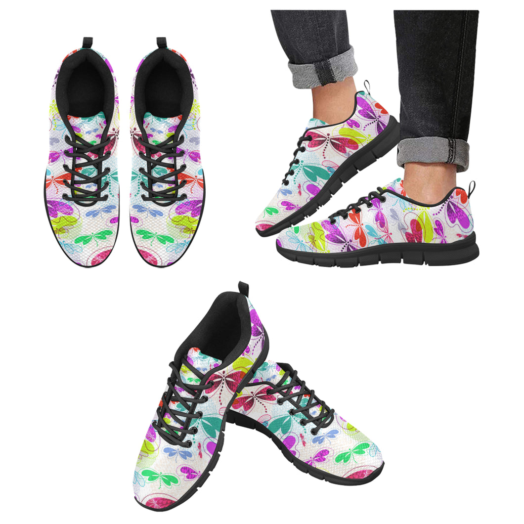 Colorful Dragonfly Pattern Men's Sneakers Black