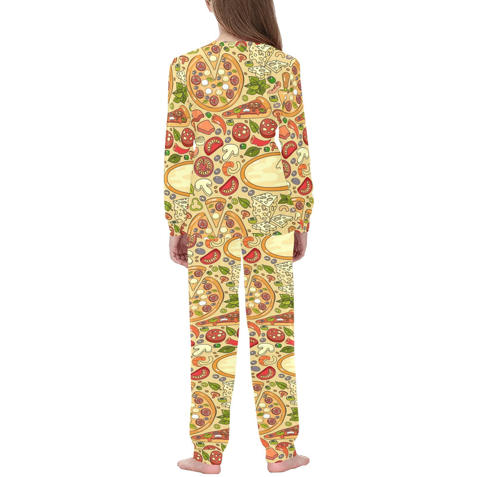 Pizza Pattern Background Kids' Boys' Girls' All Over Print Pajama Set