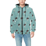 Ostrich Pattern Print Design 01 Men's Padded Hooded Jacket(ModelH42)