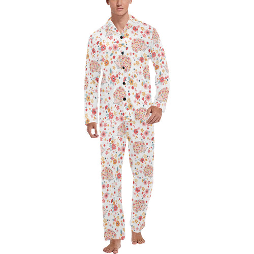 Hedgehog Pattern Print Design 03 Men's Long Pajama Set