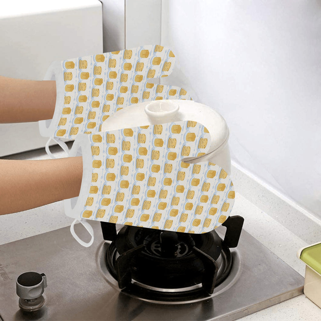 Pancake Pattern Print Design 01 Heat Resistant Oven Mitts