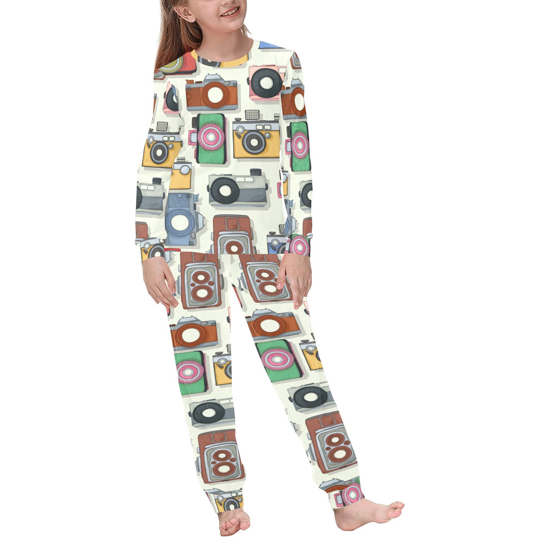 Camera Pattern Print Design 05 Kids' Boys' Girls' All Over Print Pajama Set