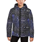 Math Pattern Print Design 02 Kids' Boys' Girls' Padded Hooded Jacket