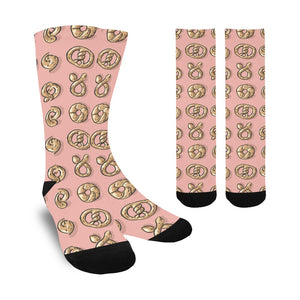 Pretzels Pattern Print Design 04 Crew Socks