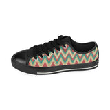 Zigzag Chevron Pattern Men's Low Top Canvas Shoes Black