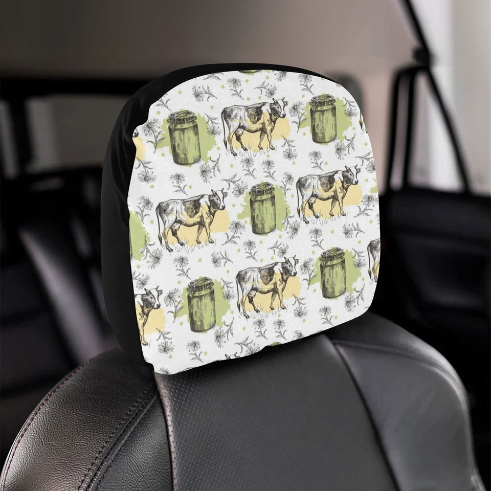 Cow Pattern Car Headrest Cover