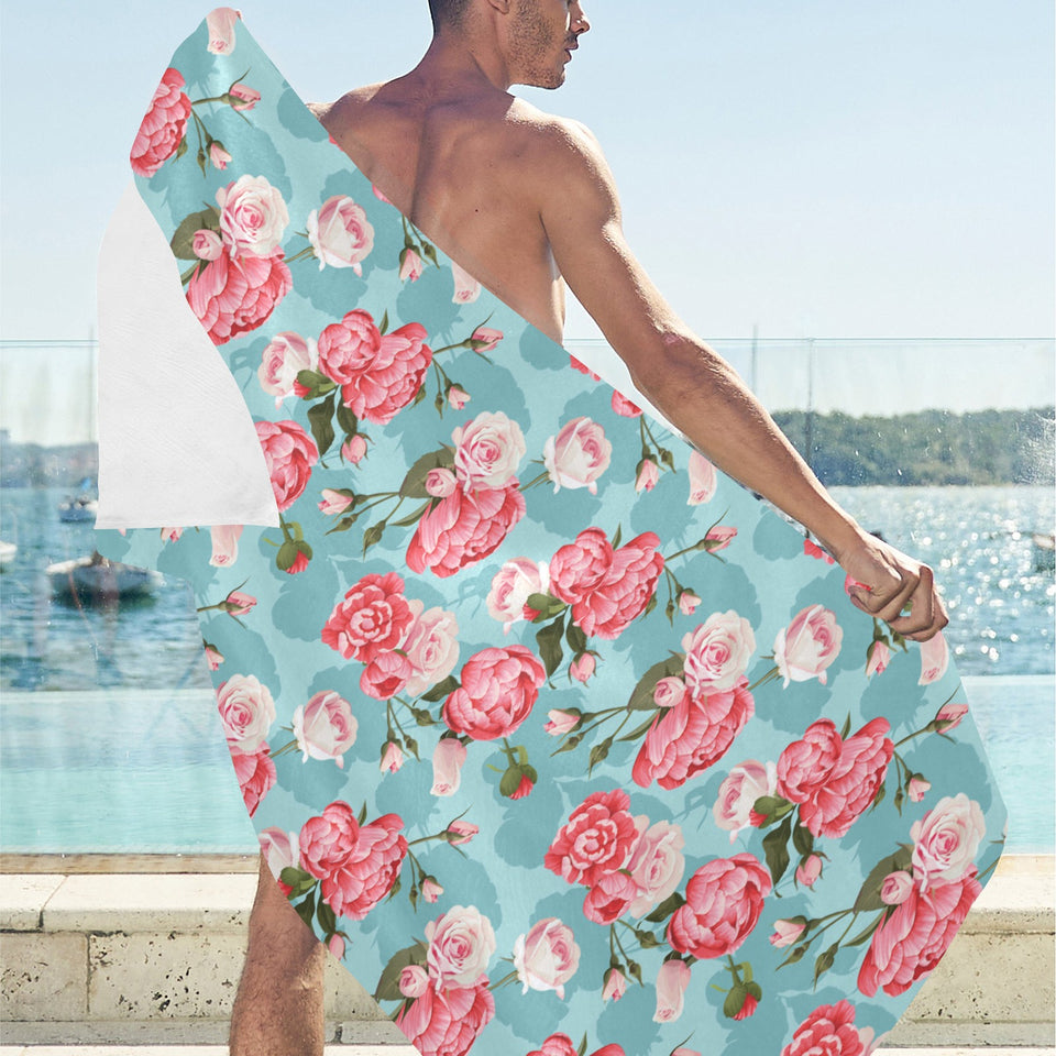 Rose Pattern Print Design 03 Beach Towel