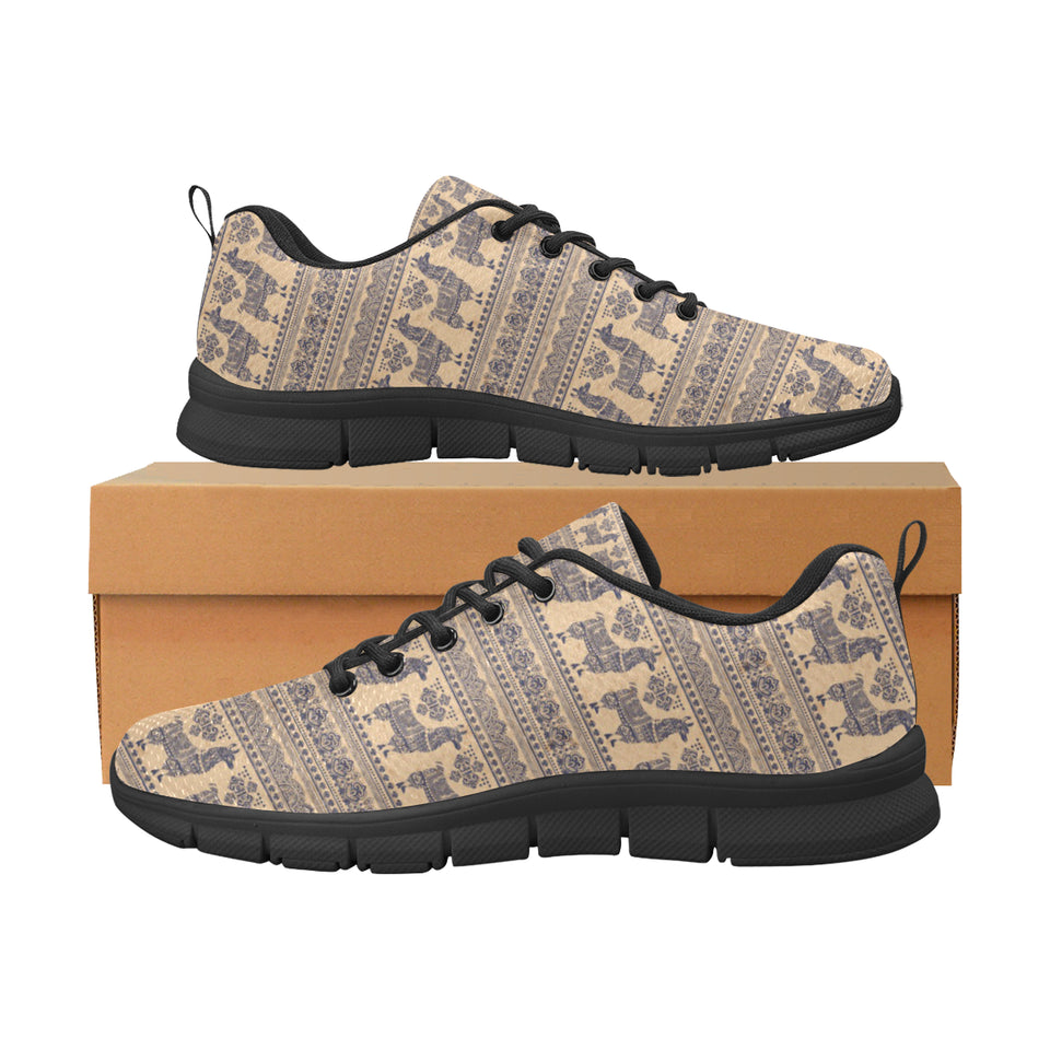 Llama Pattern Ethnic Motifs Men's Sneakers Black