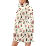 Snail Pattern Print Design 04 Women's Long Sleeve Belted Night Robe