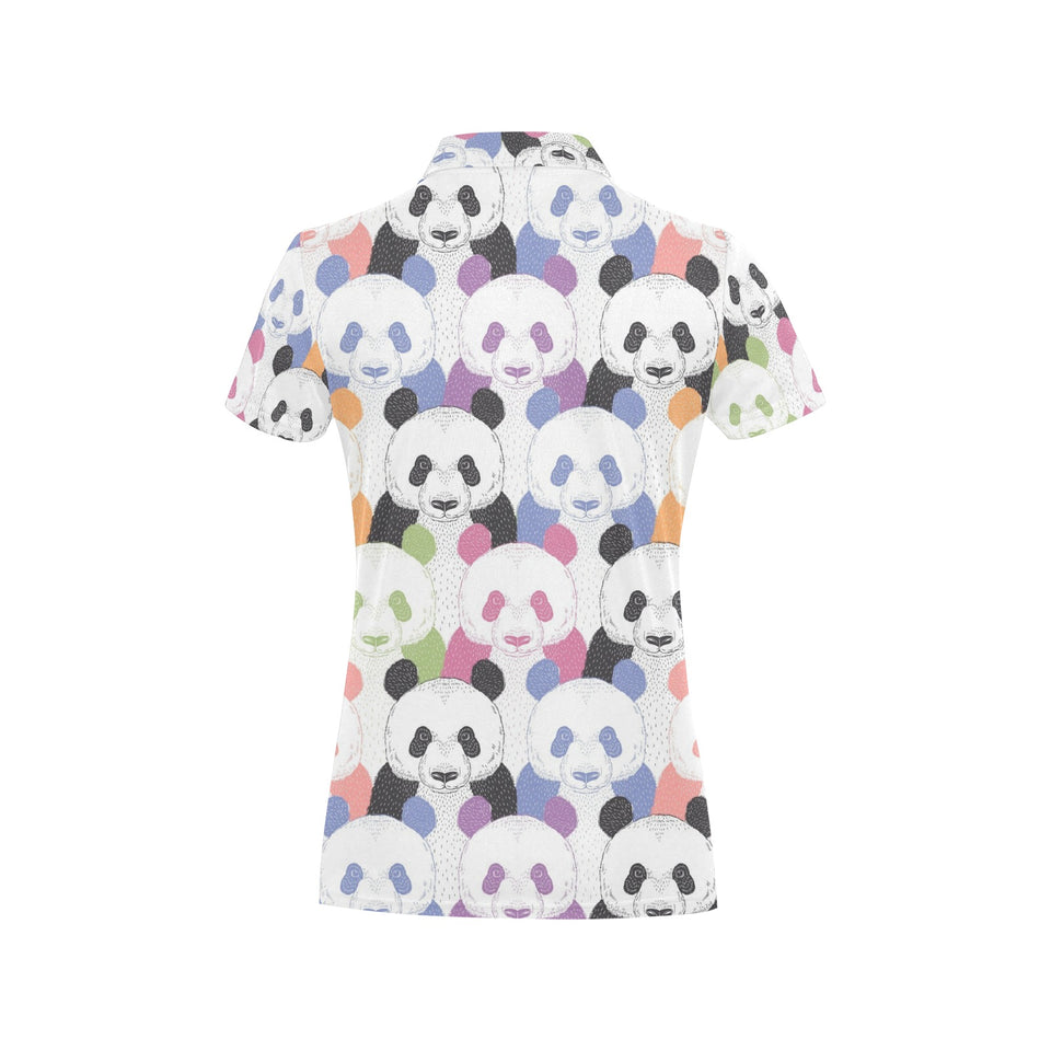 Colorful Panda Pattern Women's All Over Print Polo Shirt