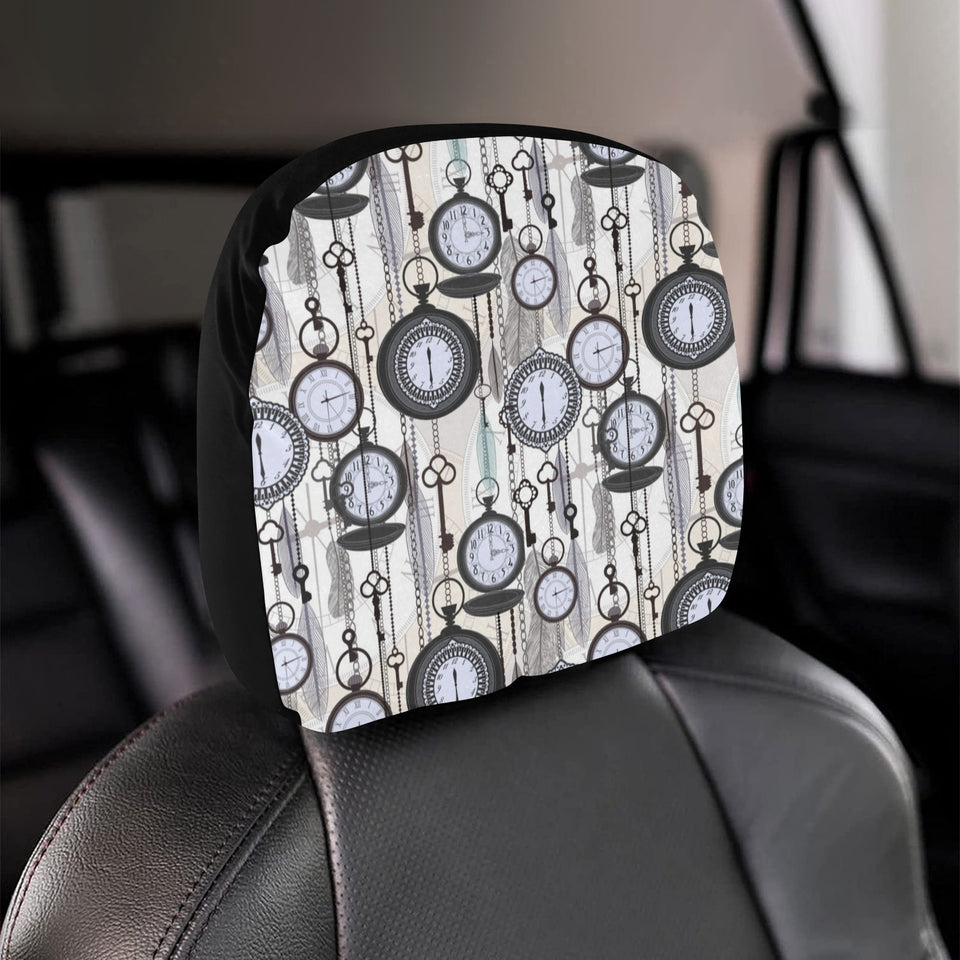 Vintage Clock Pattern Car Headrest Cover