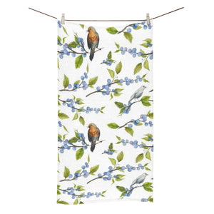 Blueberry Bird Pattern Bath Towel