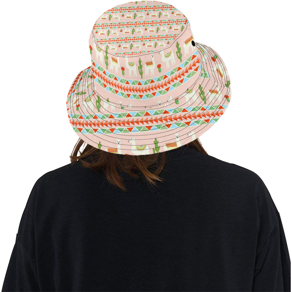 Llama Cactus Pattern background Unisex Bucket Hat