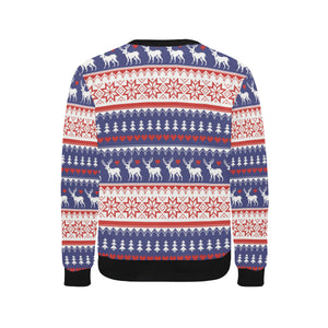 Deer Sweater Printed Pattern Men's Crew Neck Sweatshirt