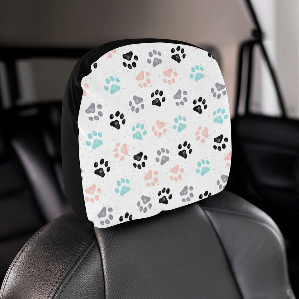 Dog Paws Pattern Print Design 02 Car Headrest Cover