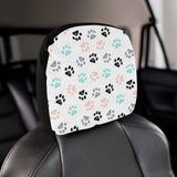 Dog Paws Pattern Print Design 02 Car Headrest Cover