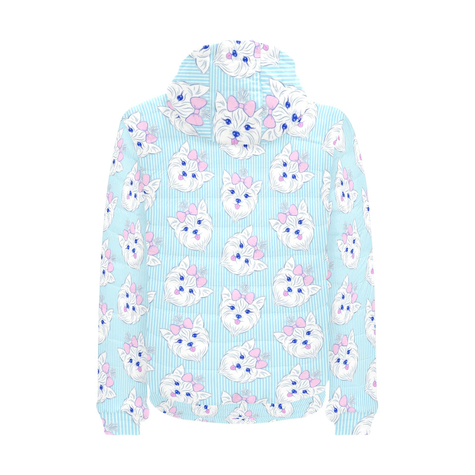 Yorkshire Terrier Pattern Print Design 01 Men's Padded Hooded Jacket(ModelH42)