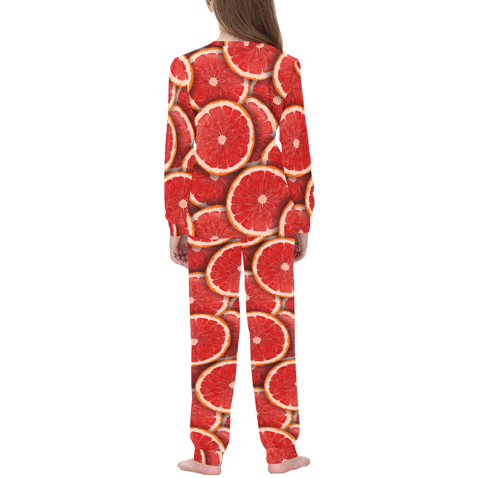 Sliced Grapefruit Pattern Background Kids' Boys' Girls' All Over Print Pajama Set