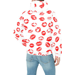 Lips Pattern Print Design 01 Men's Padded Hooded Jacket(ModelH42)