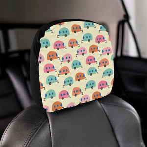 Camper Van Pattern Print Design 04 Car Headrest Cover