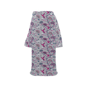 Hummingbird Pattern Print Design 04 Blanket Robe with Sleeves