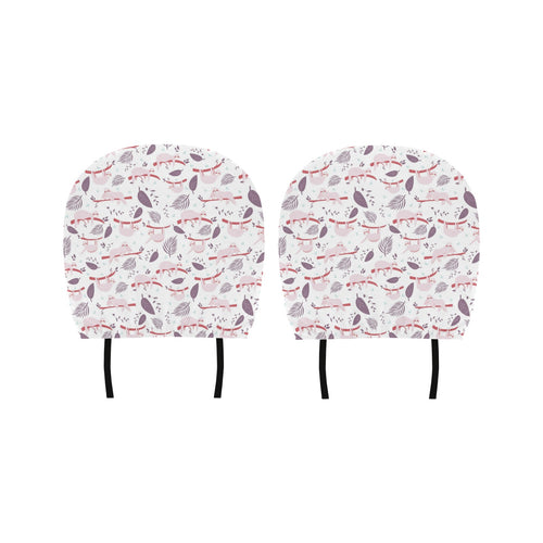 Sloth Leaves Pattern Car Headrest Cover