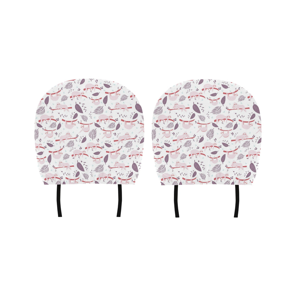 Sloth Leaves Pattern Car Headrest Cover