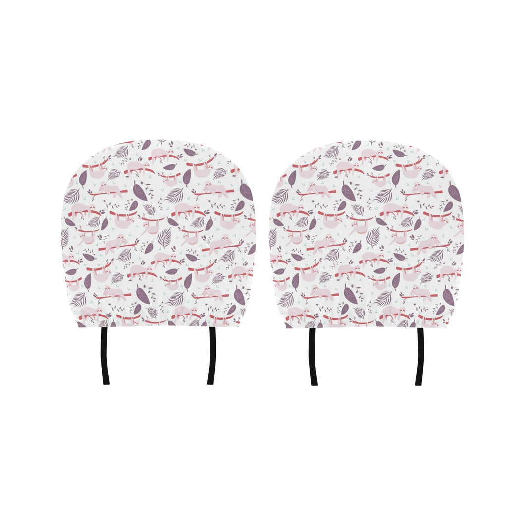 Sloth Leaves Pattern Car Headrest Cover