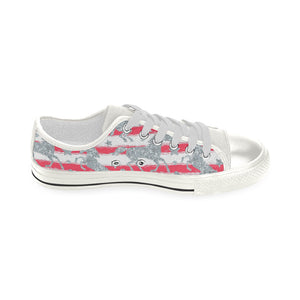 Unicorn Silver Pattern Women's Low Top Canvas Shoes White