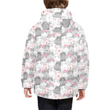 Hippopotamus Pattern Print Design 03 Kids' Boys' Girls' Padded Hooded Jacket