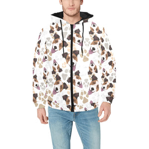 Jack Russel Pattern Print Design 05 Men's Padded Hooded Jacket(ModelH42)