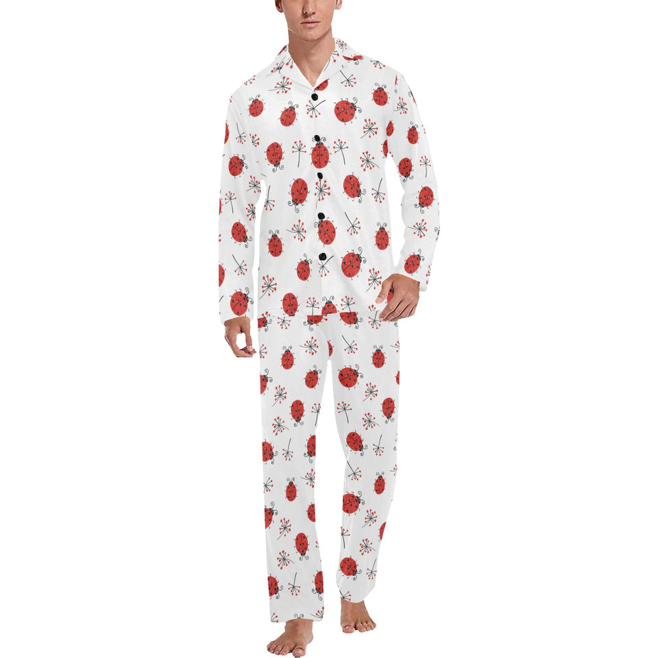 Ladybug Pattern Print Design 04 Men's Long Pajama Set