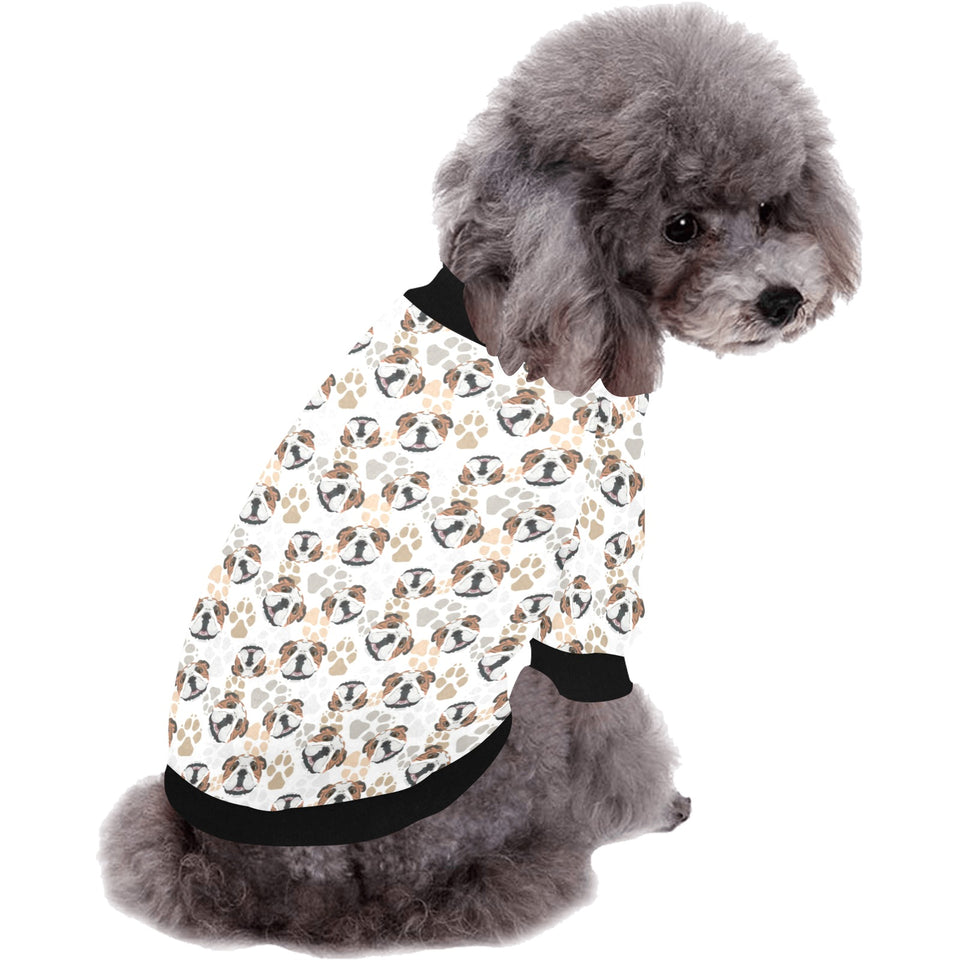 English Bulldog Pattern Print Design 01 All Over Print Pet Dog Round Neck Fuzzy Shirt