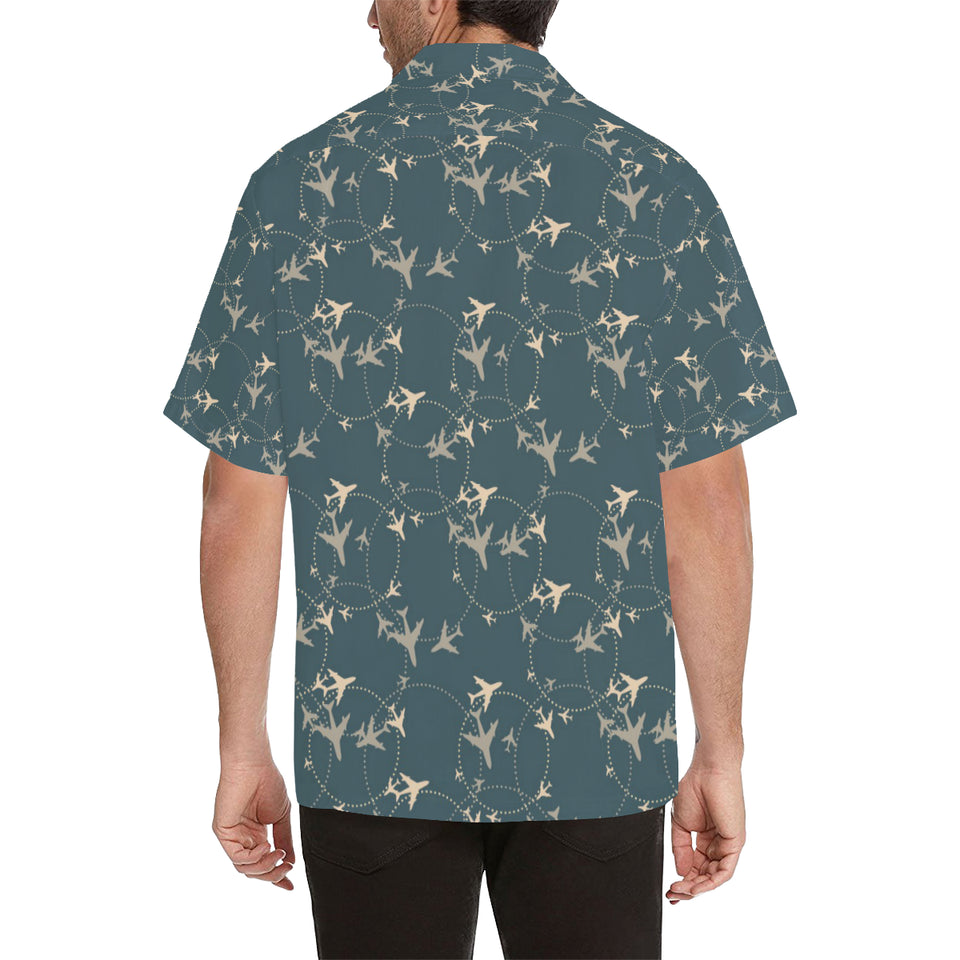 Airplane Circle Pattern Men's All Over Print Hawaiian Shirt