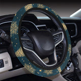 Gold Snowflake Chirstmas Pattern Car Steering Wheel Cover