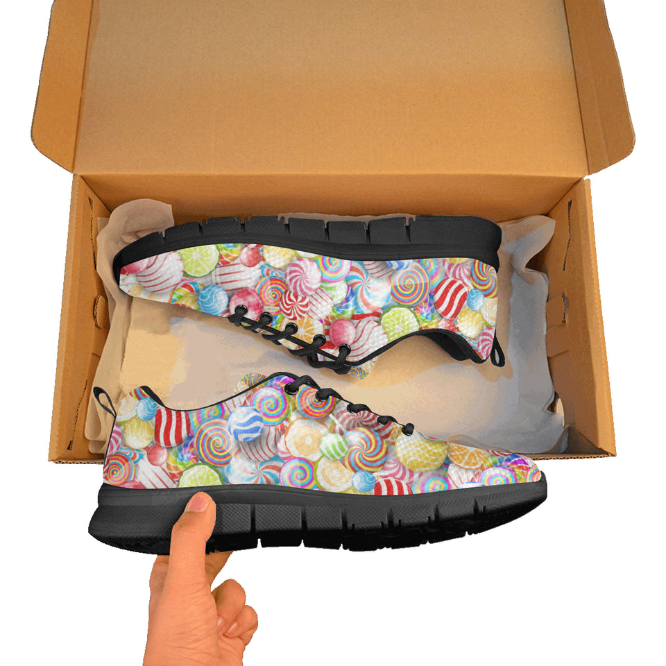 Candy Lollipop Pattern Men's Sneakers Black