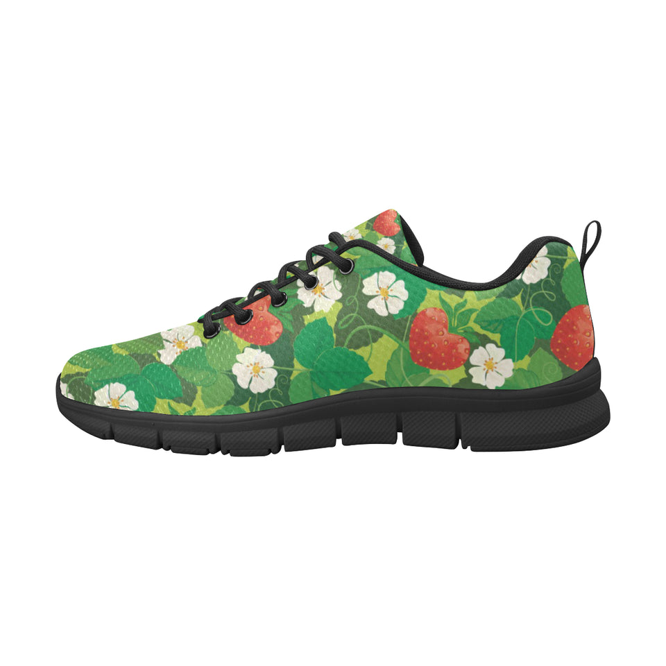 Strawberry Leaves Pattern Men's Sneakers Black