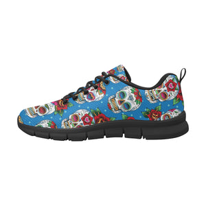 Suger Skull Rose Pattern Men's Sneakers Black