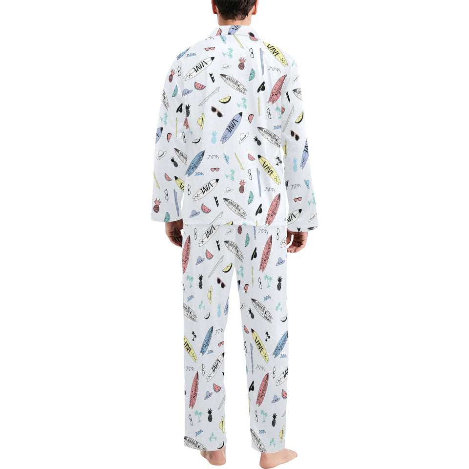 Surfboard Pattern Print Design 01 Men's Long Pajama Set