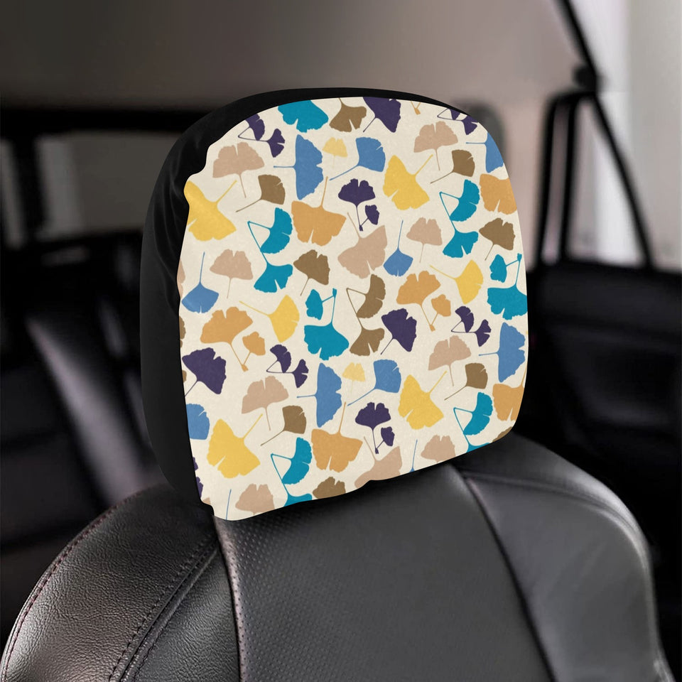 Colorful Ginkgo Leaves Pattern Car Headrest Cover