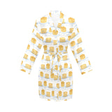 Pancake Pattern Print Design 01 Women's Long Sleeve Belted Night Robe