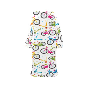 Bicycle Pattern Print Design 02 Blanket Robe with Sleeves