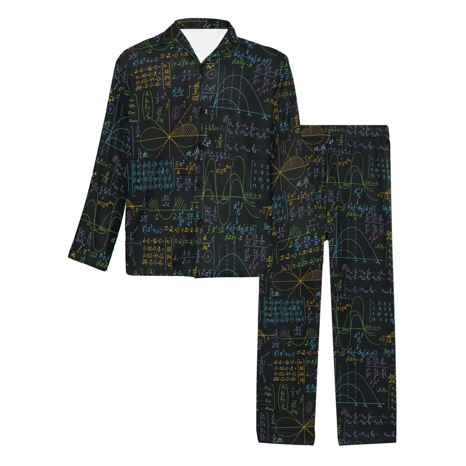 Math Pattern Print Design 04 Men's Long Pajama Set