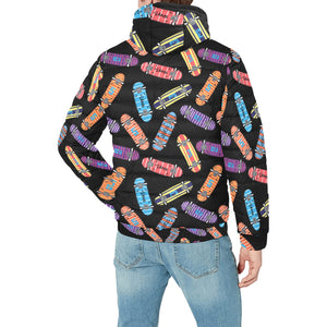 Skate Board Pattern Print Design 04 Men's Padded Hooded Jacket(ModelH42)